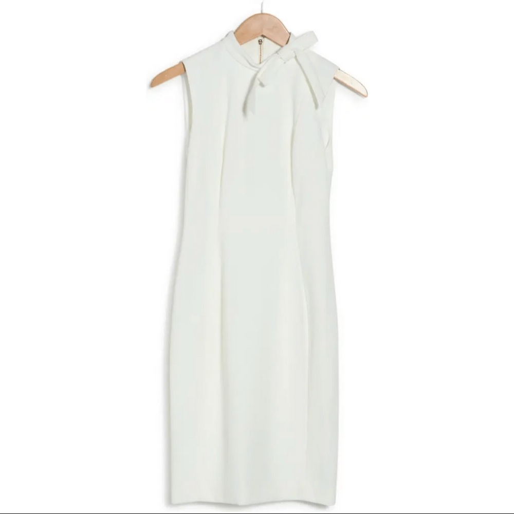 White/cream sheath dress Calvin Klein bride